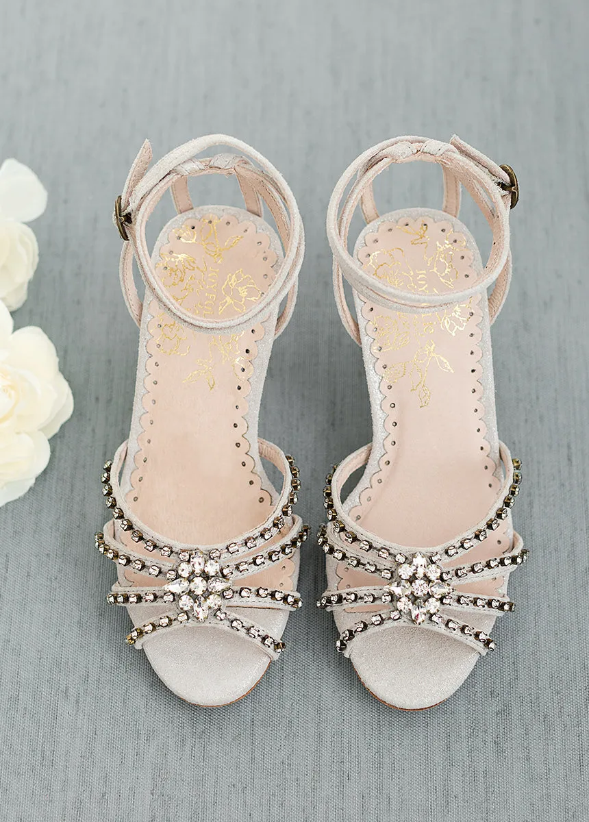 Maelyn Leather Heel in Silver