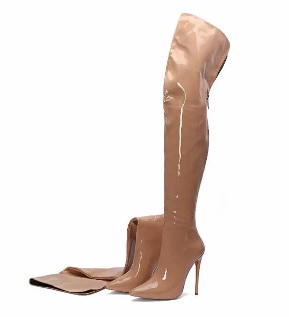 women's  sexy elegant zipper over the knee boots